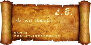 Lévai Babett névjegykártya